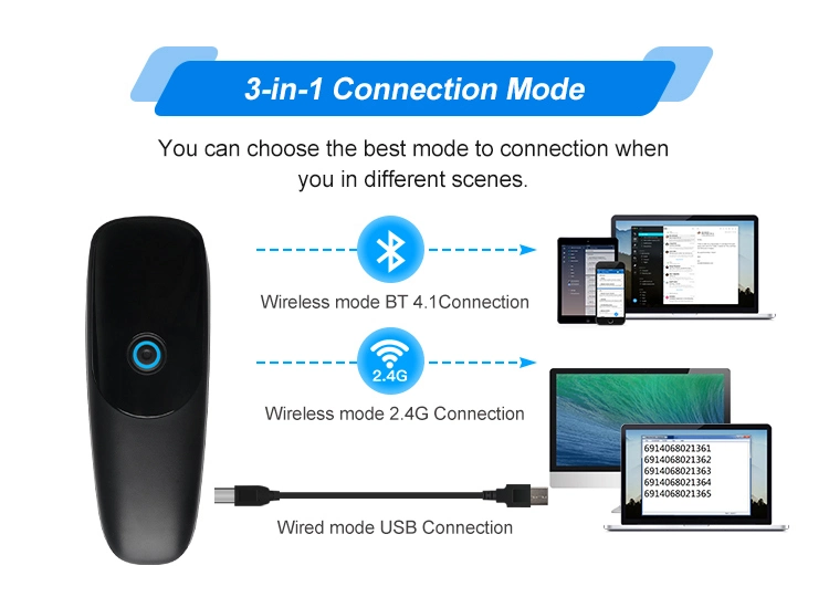 Mini Barcode Scanner Portable 1d 2D Barcode Scanner with Memory