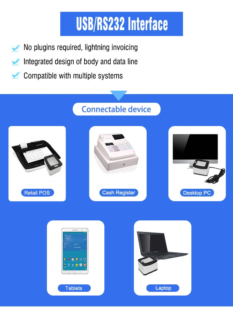 Hot Sale Quick Scan CMOS 2D Qr Code USB Desktop Mobile Payment Barcode Scanner Box HS-2001c