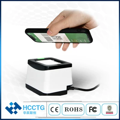 Venda quente Varredura rápida CMOS 2D Qr Code USB Desktop Mobile Payment Barcode Scanner Box HS